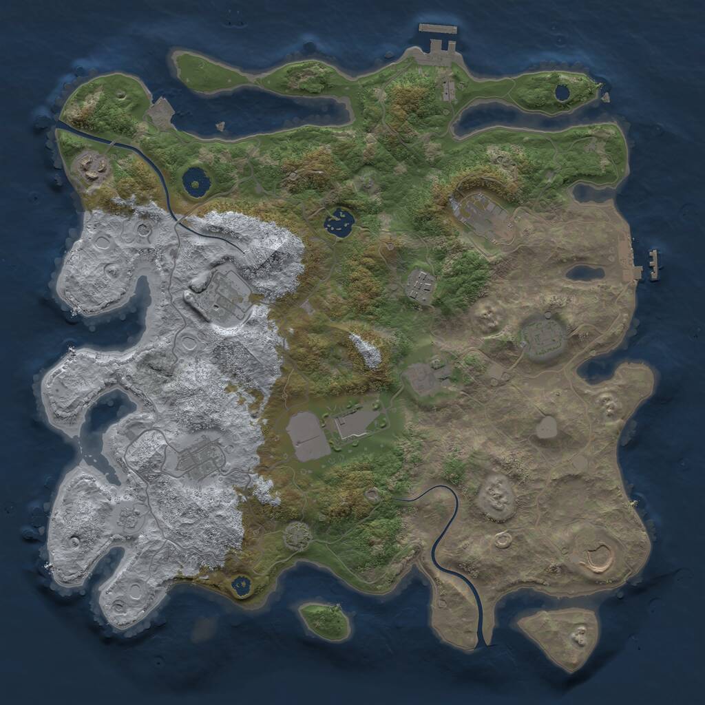 Rust Map: Procedural Map, Size: 3750, Seed: 45646, 16 Monuments