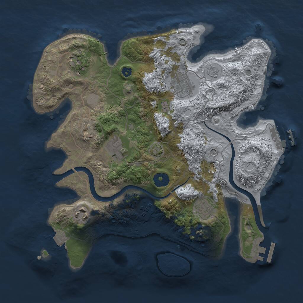 Rust Map: Procedural Map, Size: 3000, Seed: 23334, 12 Monuments