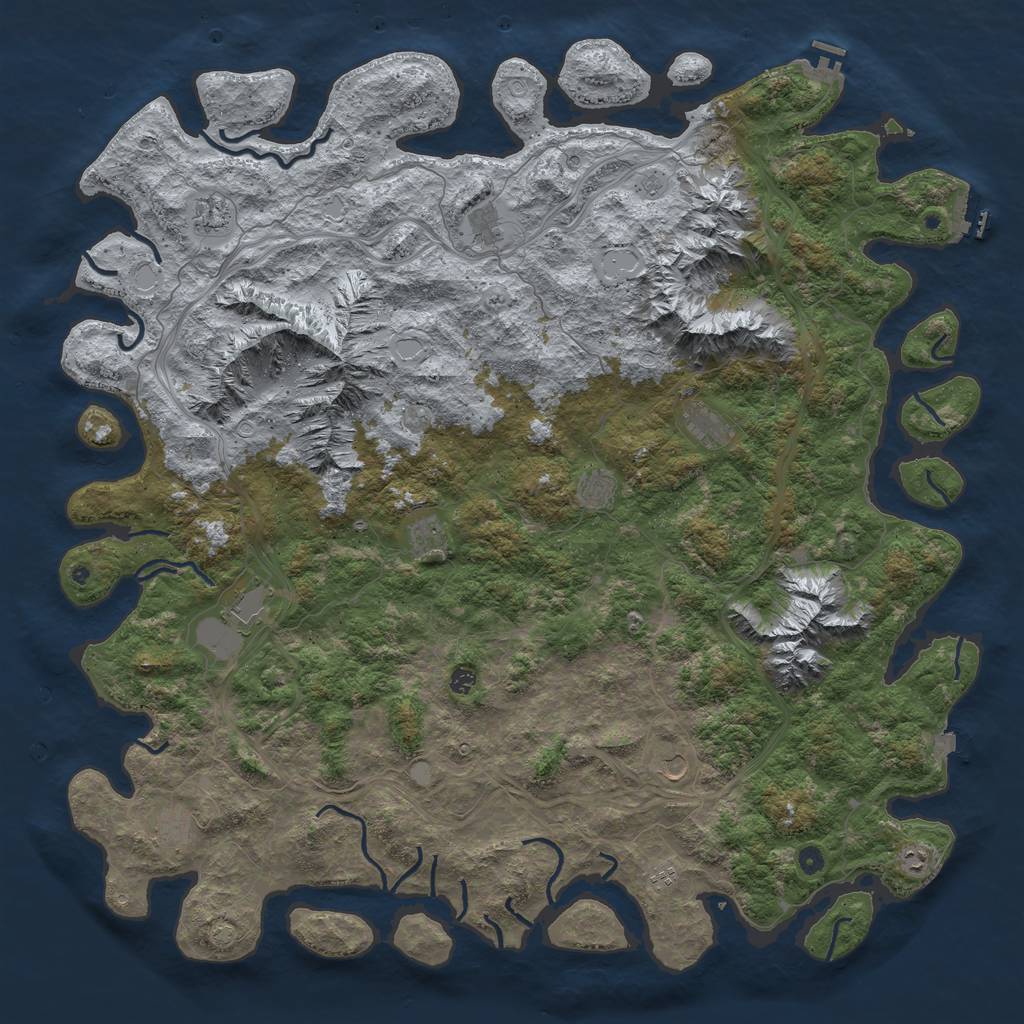 Rust Map: Procedural Map, Size: 6000, Seed: 37172, 19 Monuments