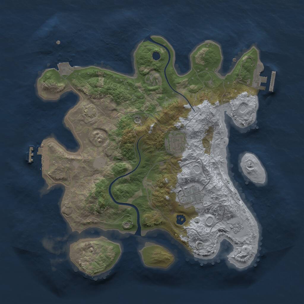 Rust Map: Procedural Map, Size: 3000, Seed: 48415, 8 Monuments