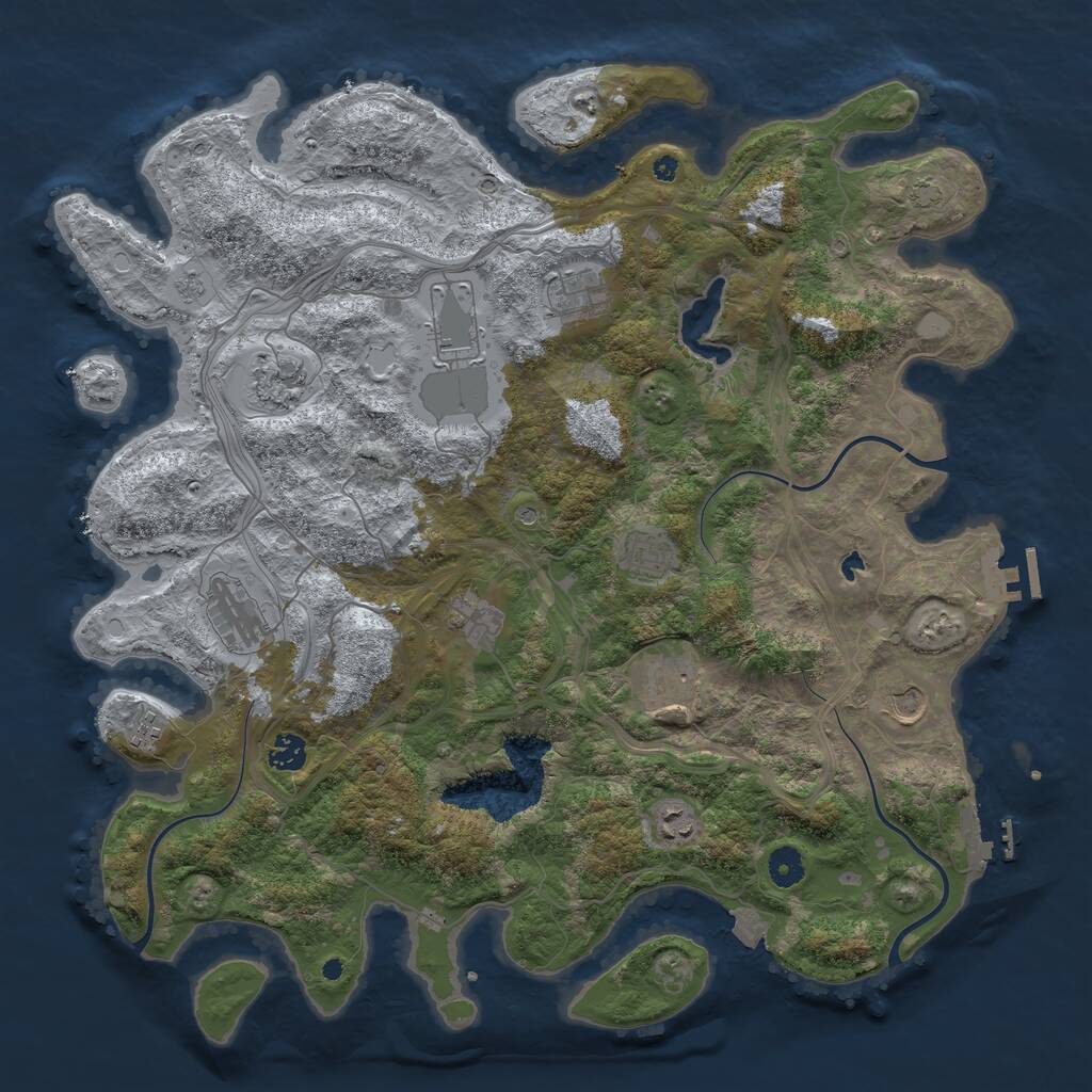 Rust Map: Procedural Map, Size: 4300, Seed: 744967386, 17 Monuments