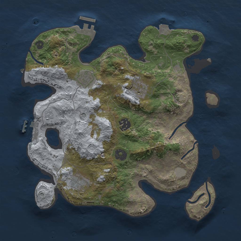 Rust Map: Procedural Map, Size: 3000, Seed: 381181800, 12 Monuments