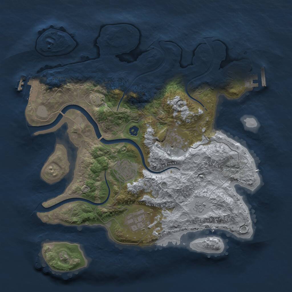 Rust Map: Procedural Map, Size: 3000, Seed: 3069871, 8 Monuments
