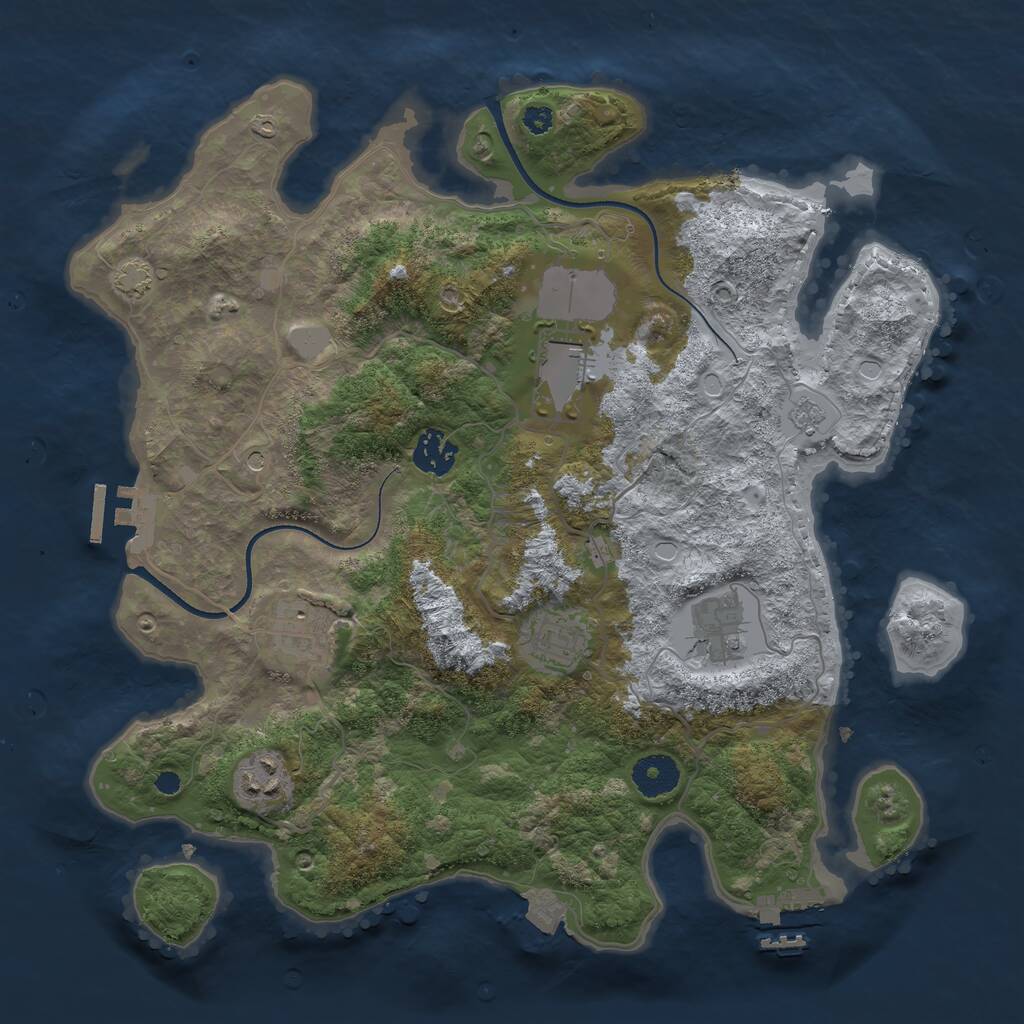 Rust Map: Procedural Map, Size: 3500, Seed: 673470376, 12 Monuments