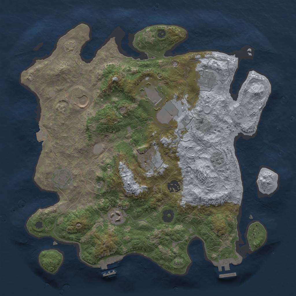 Rust Map: Procedural Map, Size: 3500, Seed: 673470376, 16 Monuments