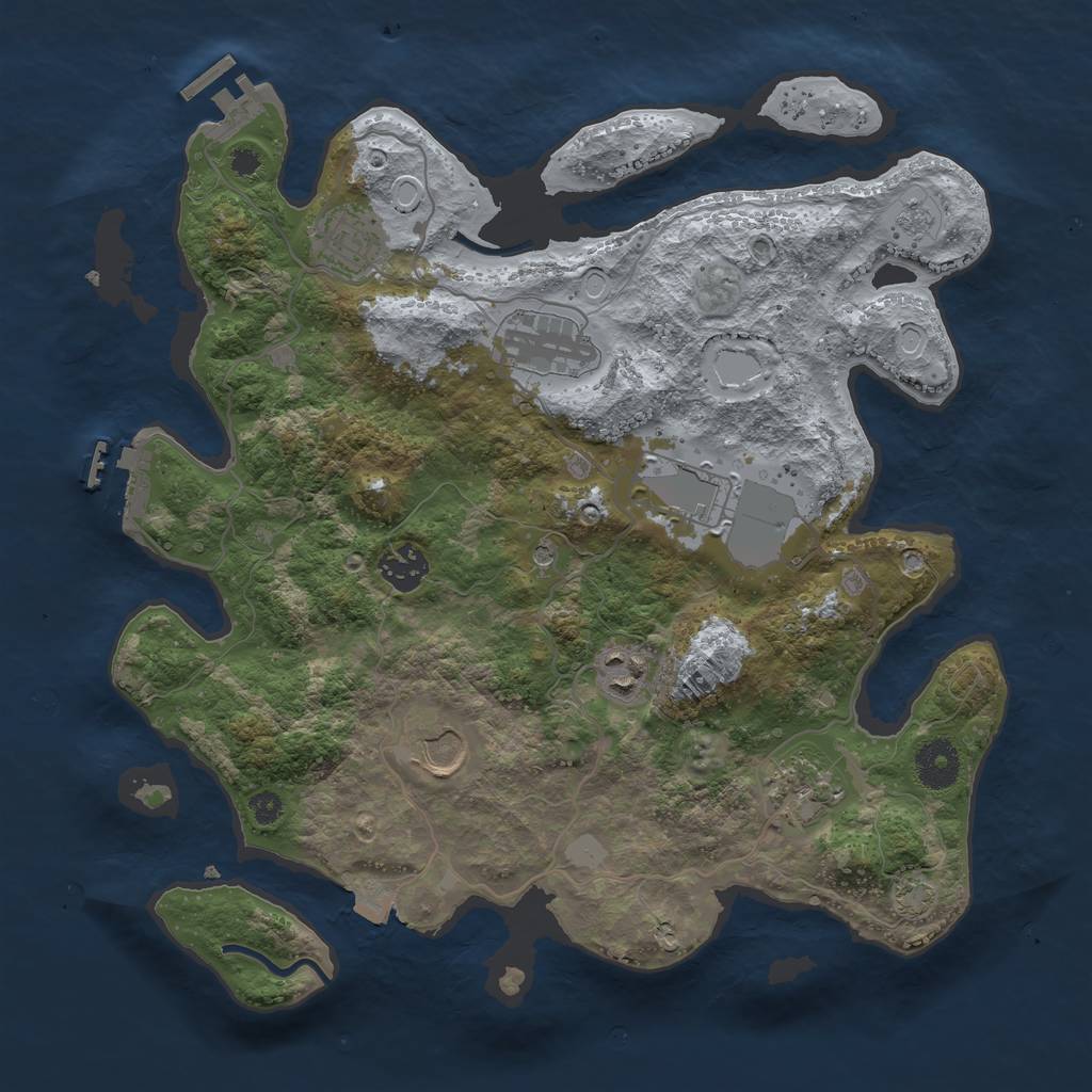 Rust Map: Procedural Map, Size: 3500, Seed: 2144020834, 15 Monuments