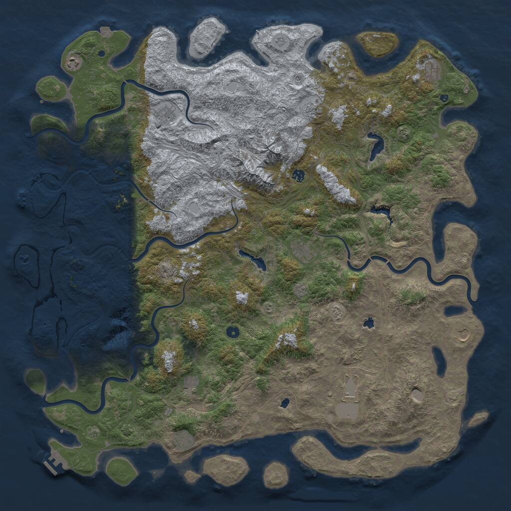 Rust Map: Procedural Map, Size: 6000, Seed: 61916, 17 Monuments