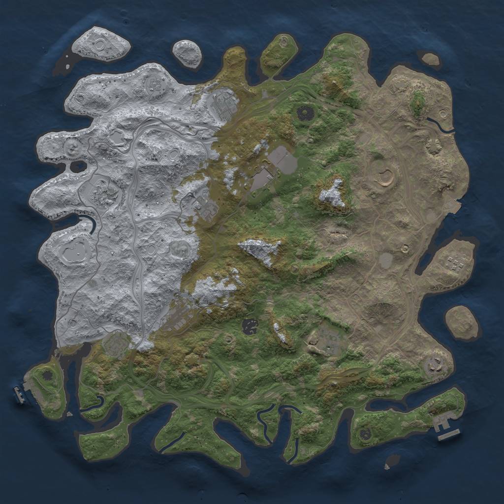 Rust Map: Procedural Map, Size: 4500, Seed: 227604671, 19 Monuments