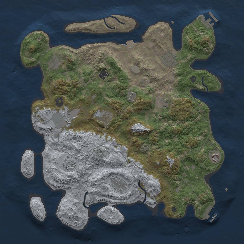 Rust Map: Procedural Map, Size: 4000, Seed: 6768, 18 Monuments