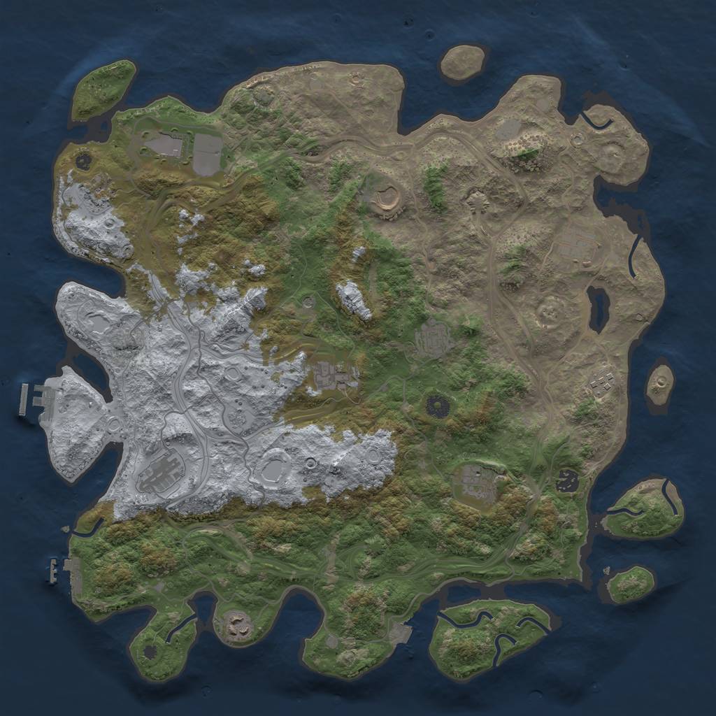 Rust Map: Procedural Map, Size: 4500, Seed: 3835, 19 Monuments