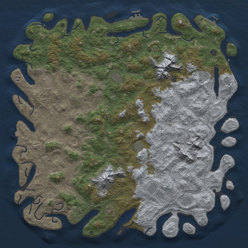 Rust Map: Procedural Map, Size: 6000, Seed: 41393, 19 Monuments