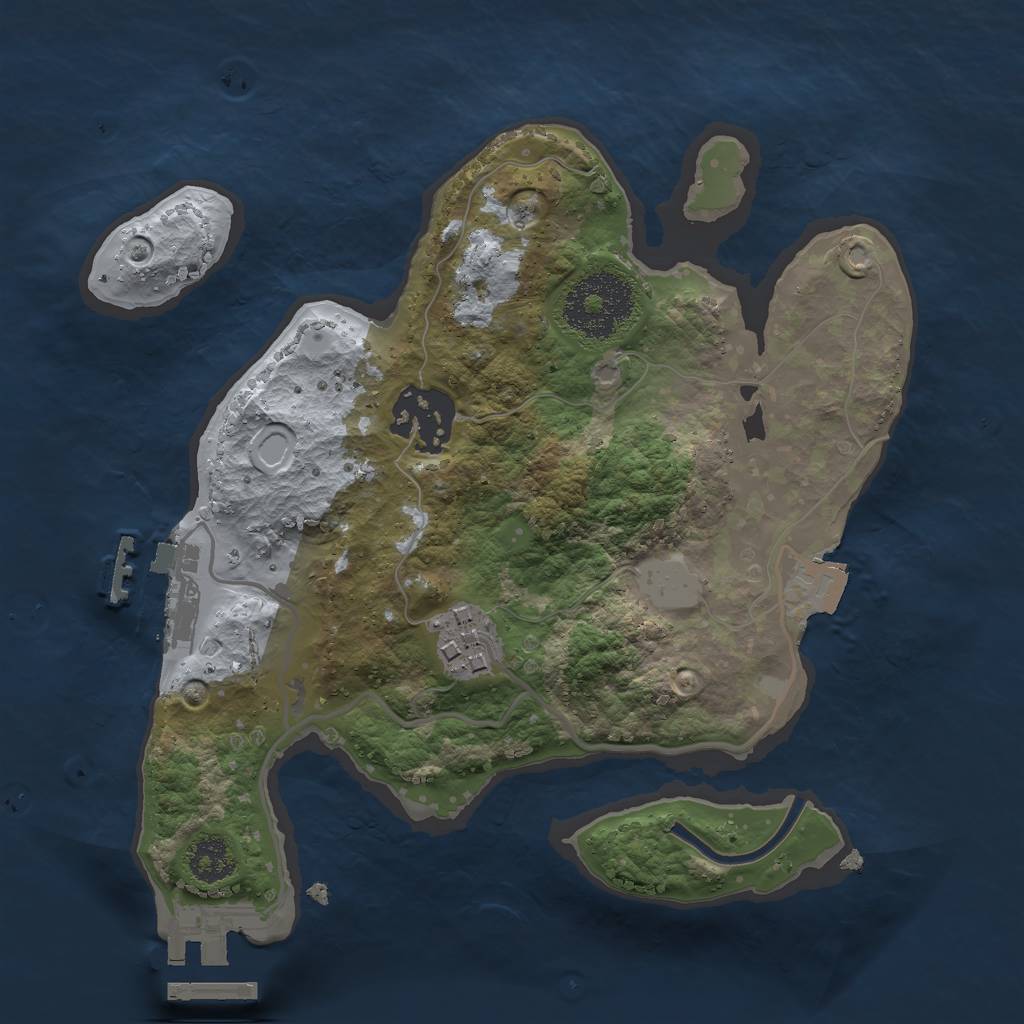Rust Map: Procedural Map, Size: 2300, Seed: 521926010, 7 Monuments