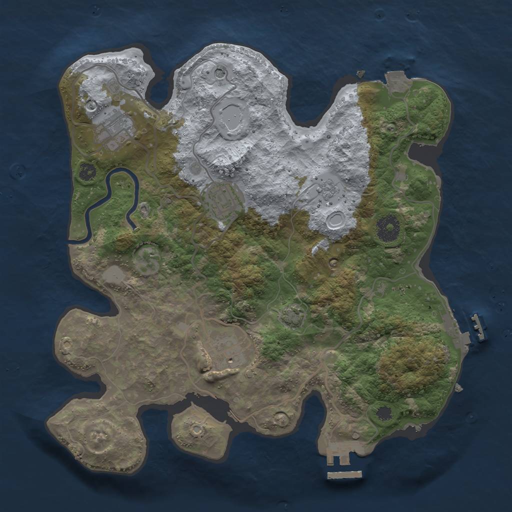 Rust Map: Procedural Map, Size: 3000, Seed: 1190786593, 11 Monuments