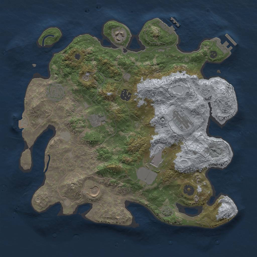 Rust Map: Procedural Map, Size: 3500, Seed: 32659, 15 Monuments