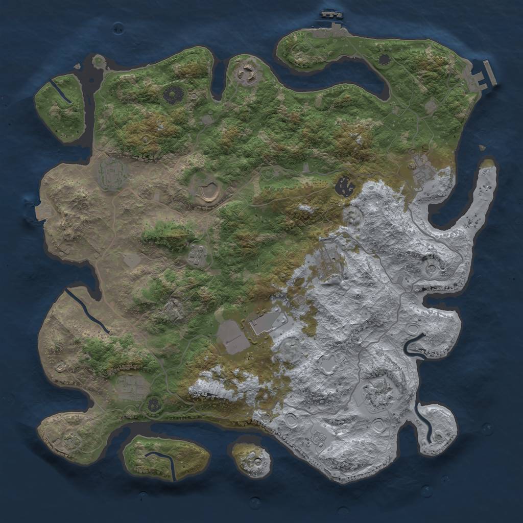 Rust Map: Procedural Map, Size: 4000, Seed: 142054876, 18 Monuments