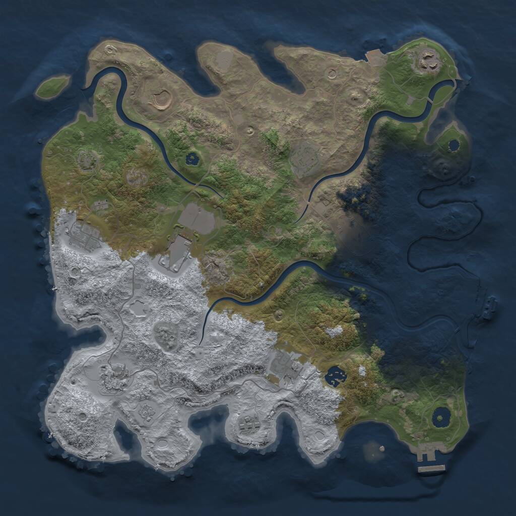 Rust Map: Procedural Map, Size: 3850, Seed: 78080567, 16 Monuments
