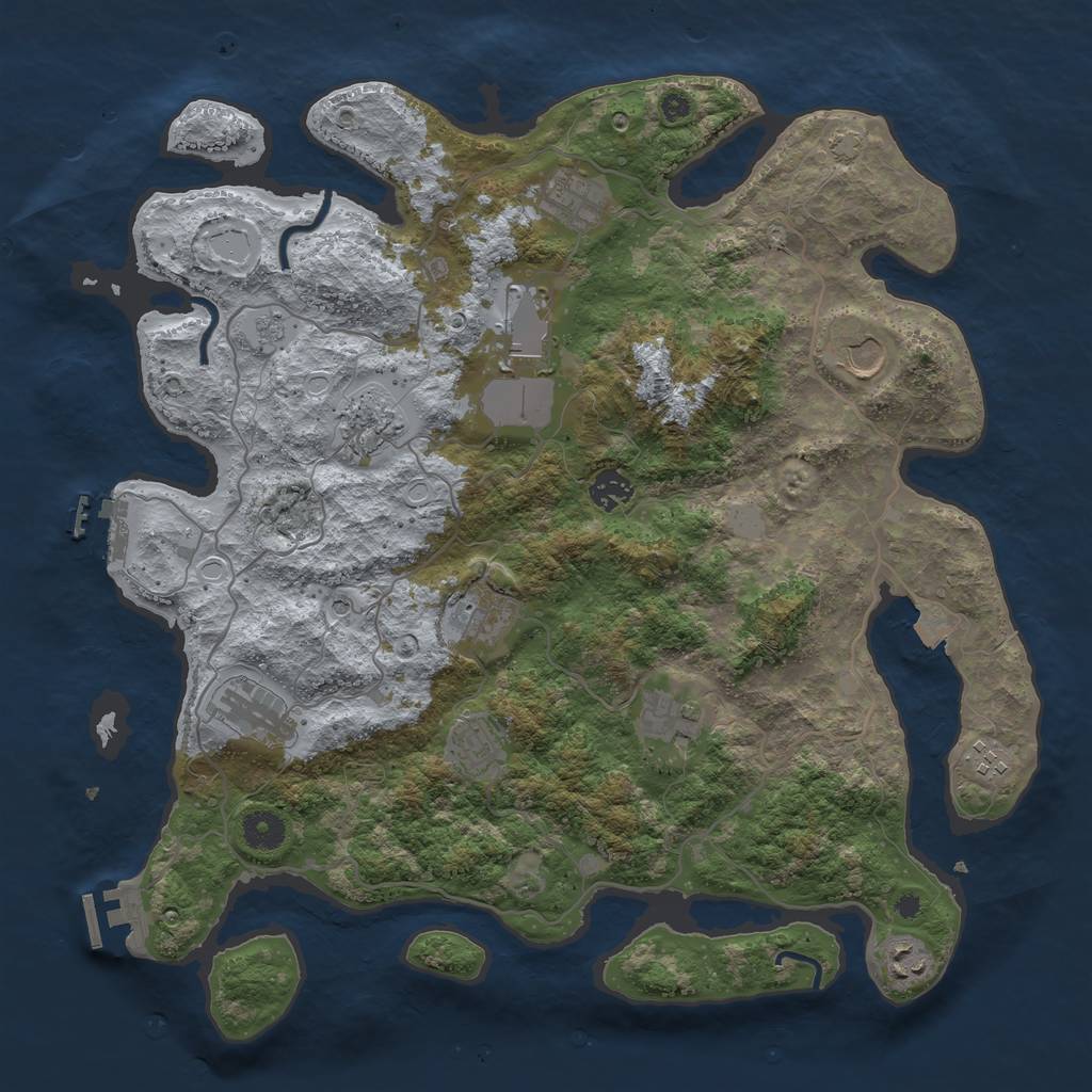 Rust Map: Procedural Map, Size: 4000, Seed: 1163249934, 19 Monuments