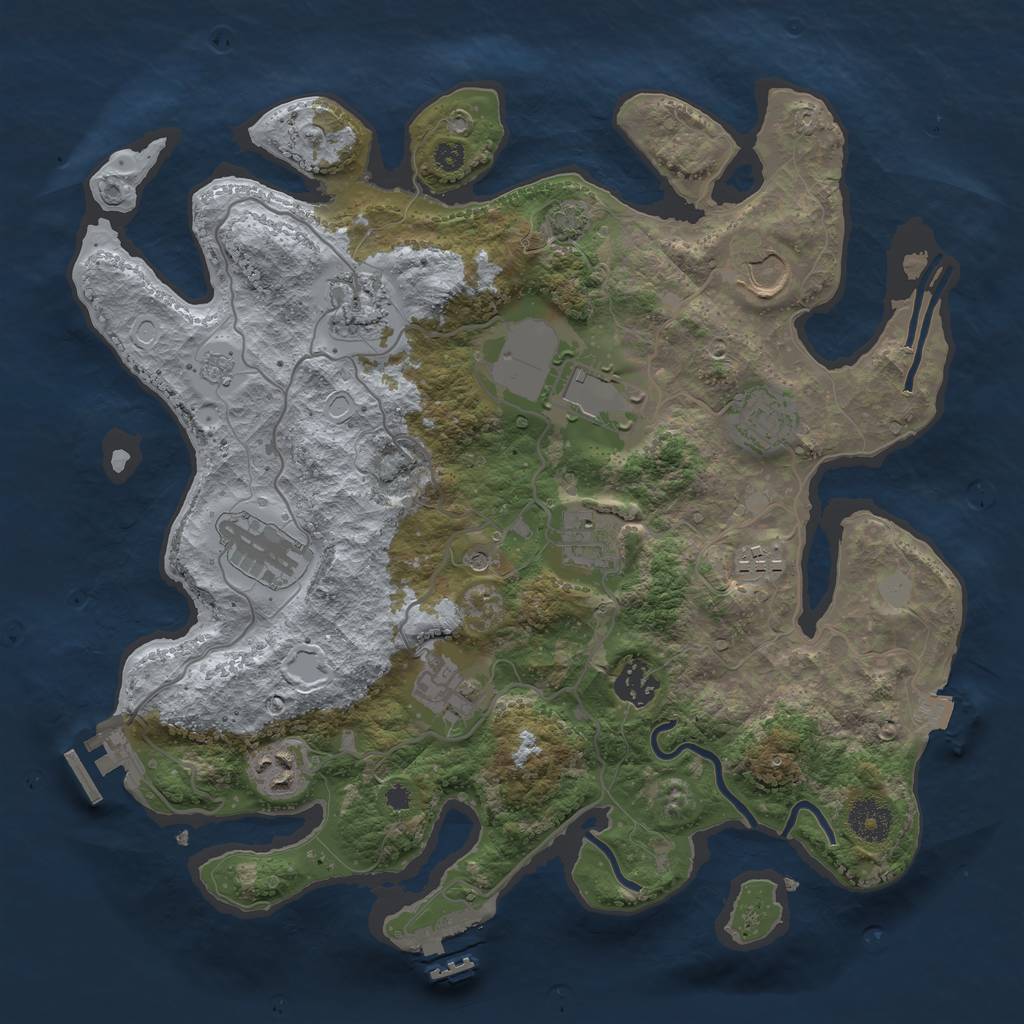 Rust Map: Procedural Map, Size: 3500, Seed: 1637632654, 18 Monuments