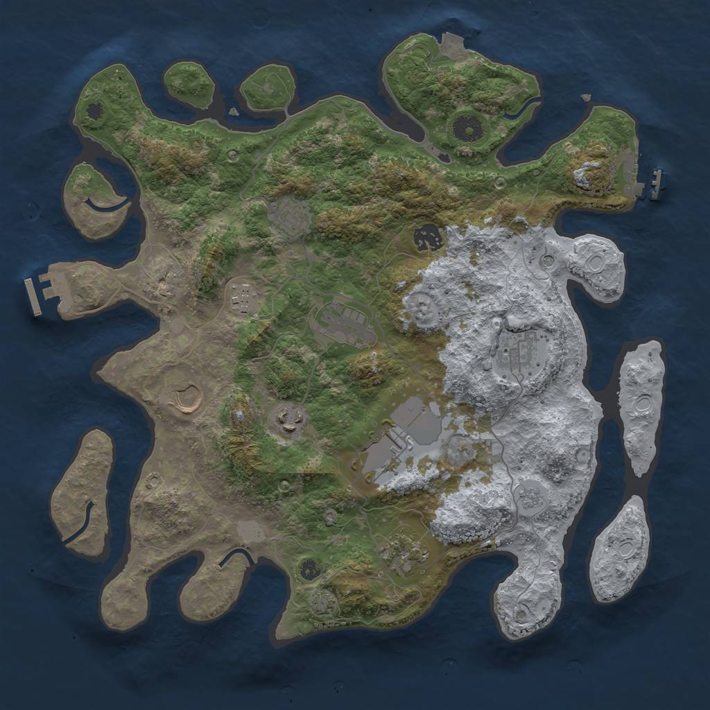 Rust Map: Procedural Map, Size: 3750, Seed: 524471913, 17 Monuments