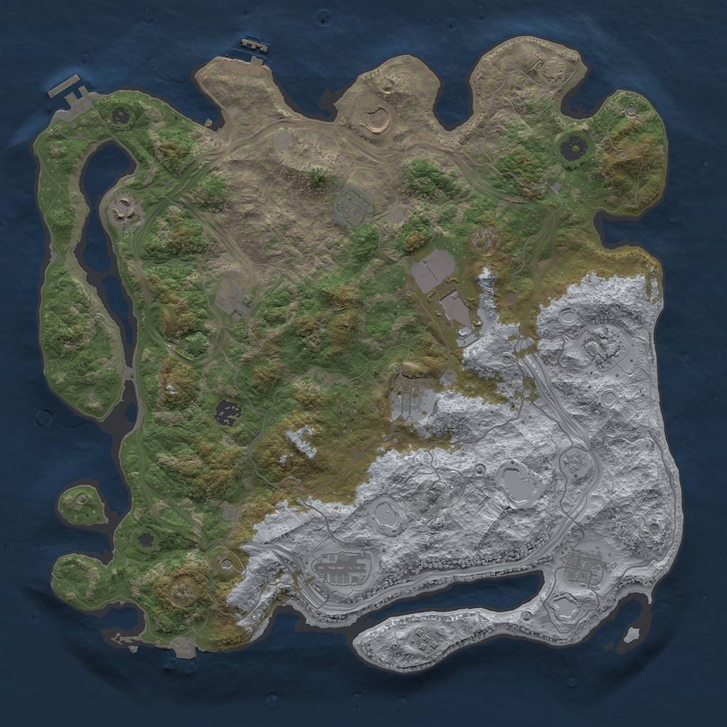 Rust Map: Procedural Map, Size: 4250, Seed: 3898649, 19 Monuments