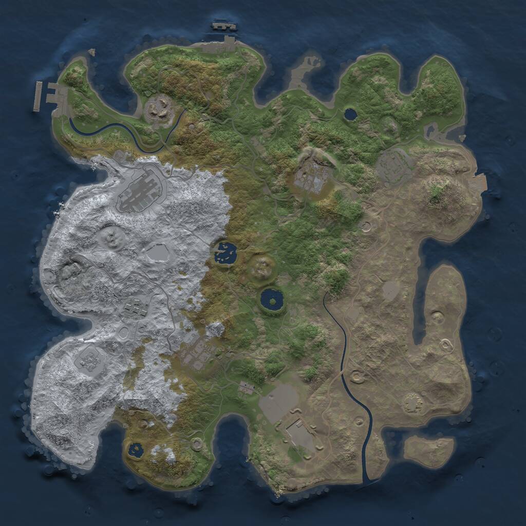 Rust Map: Procedural Map, Size: 3500, Seed: 1134262354, 14 Monuments