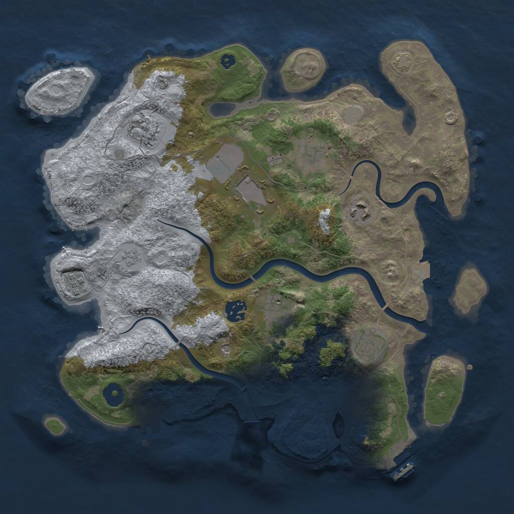 Rust Map: Procedural Map, Size: 3500, Seed: 1207987238, 14 Monuments