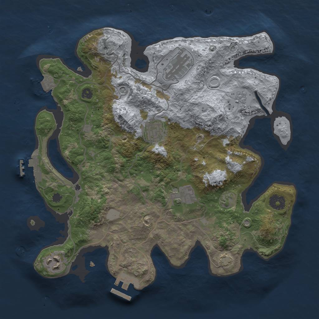 Rust Map: Procedural Map, Size: 3000, Seed: 26314640, 12 Monuments