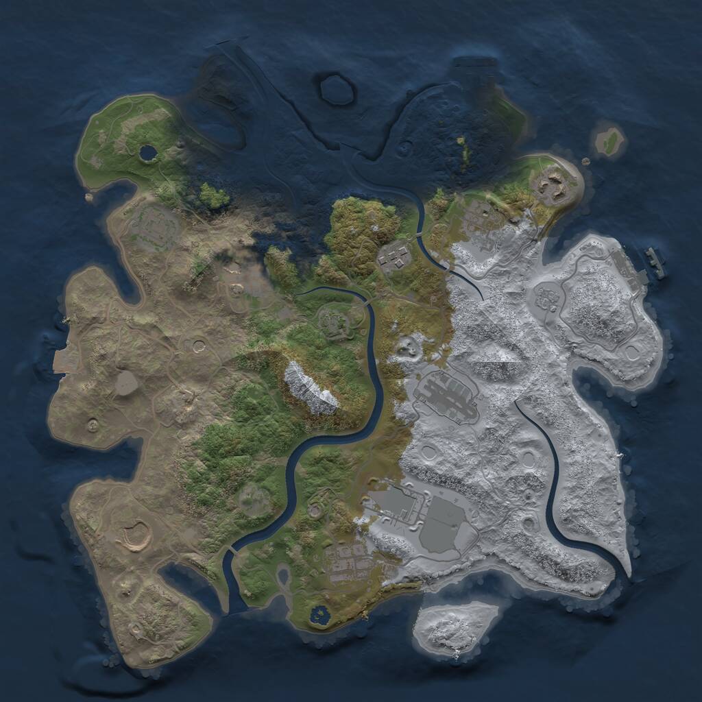 Rust Map: Procedural Map, Size: 3500, Seed: 1014078065, 15 Monuments