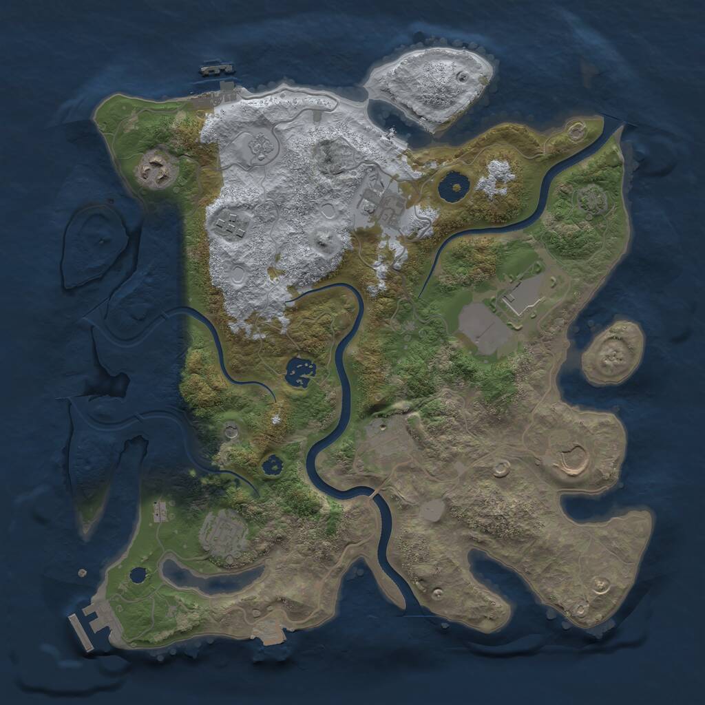 Rust Map: Procedural Map, Size: 3500, Seed: 655695781, 14 Monuments