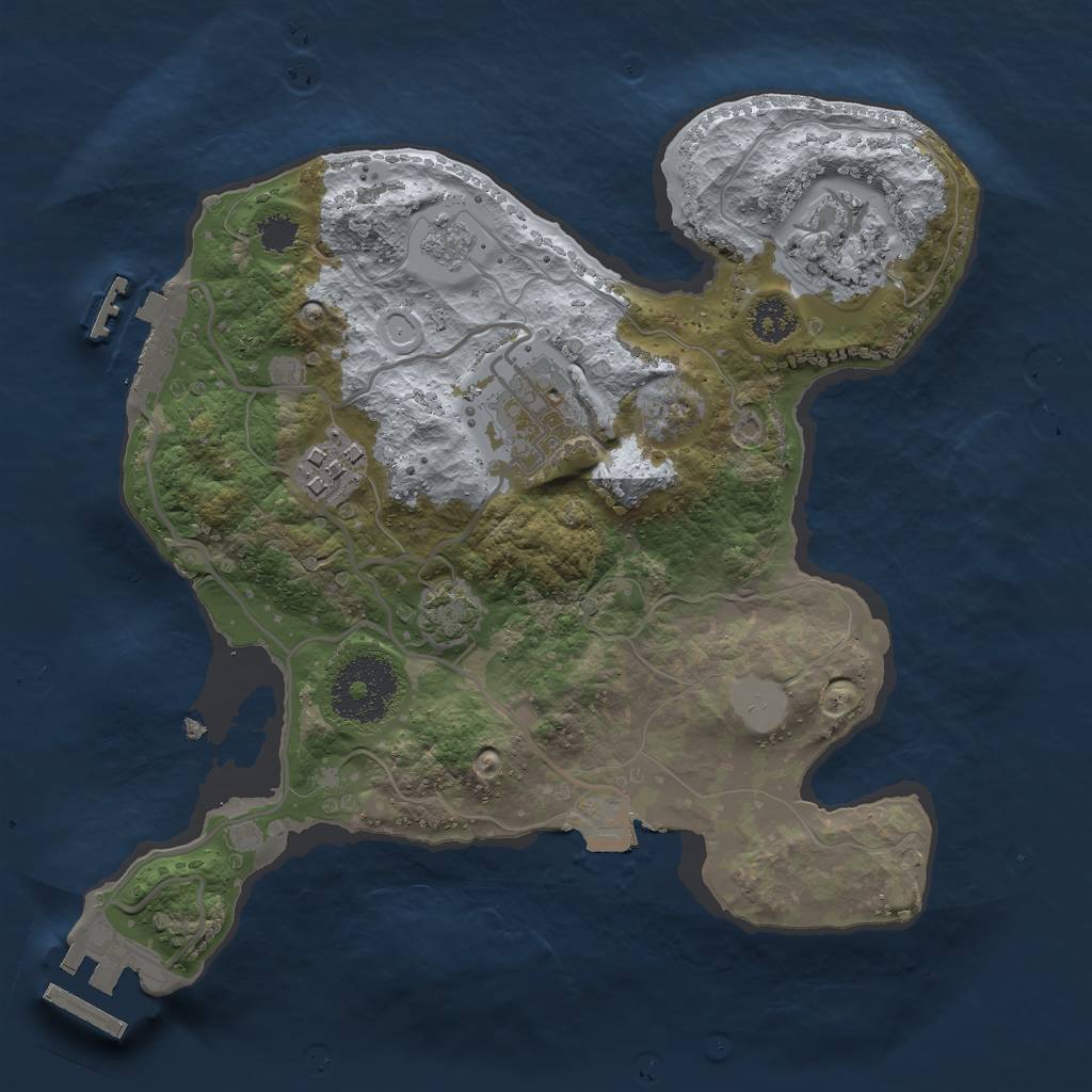 Rust Map: Procedural Map, Size: 2500, Seed: 2044775508, 10 Monuments