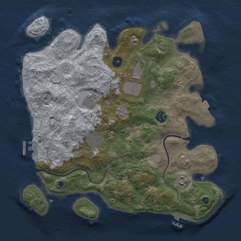 Rust Map: Procedural Map, Size: 3500, Seed: 893921045, 12 Monuments