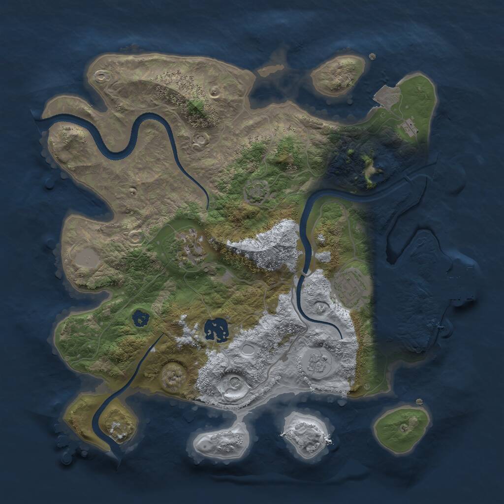Rust Map: Procedural Map, Size: 3000, Seed: 7273, 8 Monuments