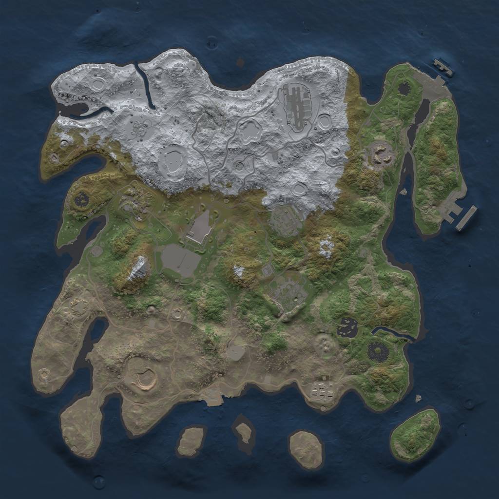Rust Map: Procedural Map, Size: 3500, Seed: 2041623465, 17 Monuments