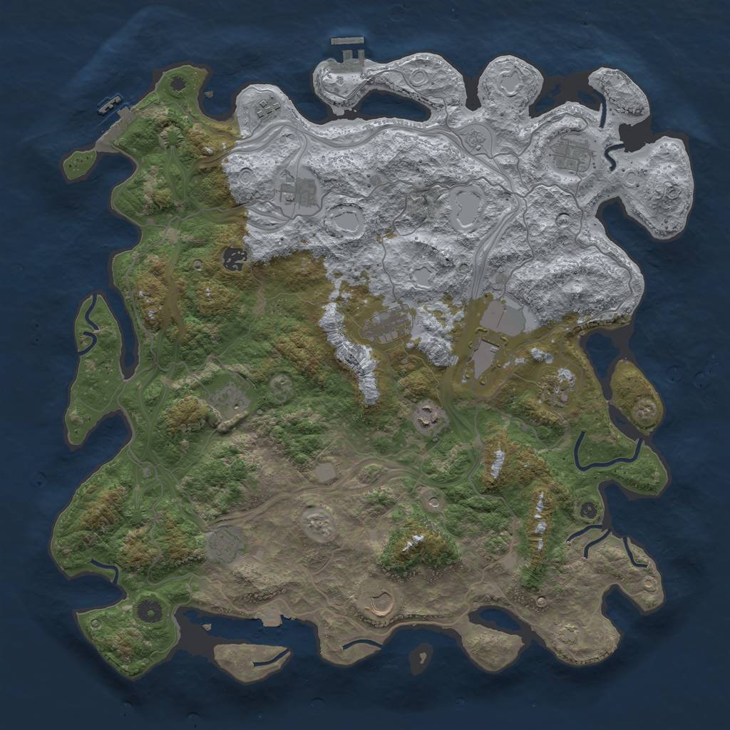 Rust Map: Procedural Map, Size: 4500, Seed: 1444343468, 19 Monuments