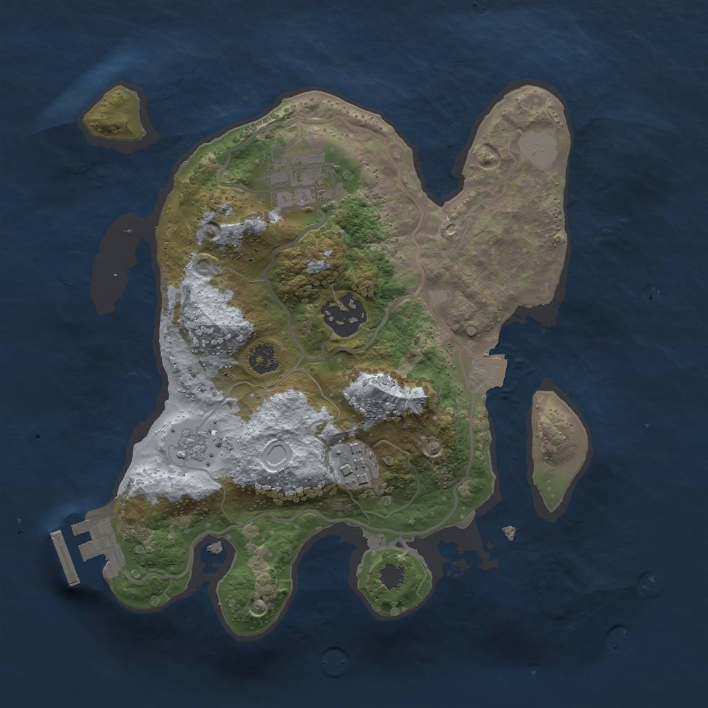 Rust Map: Procedural Map, Size: 2500, Seed: 553364342, 8 Monuments