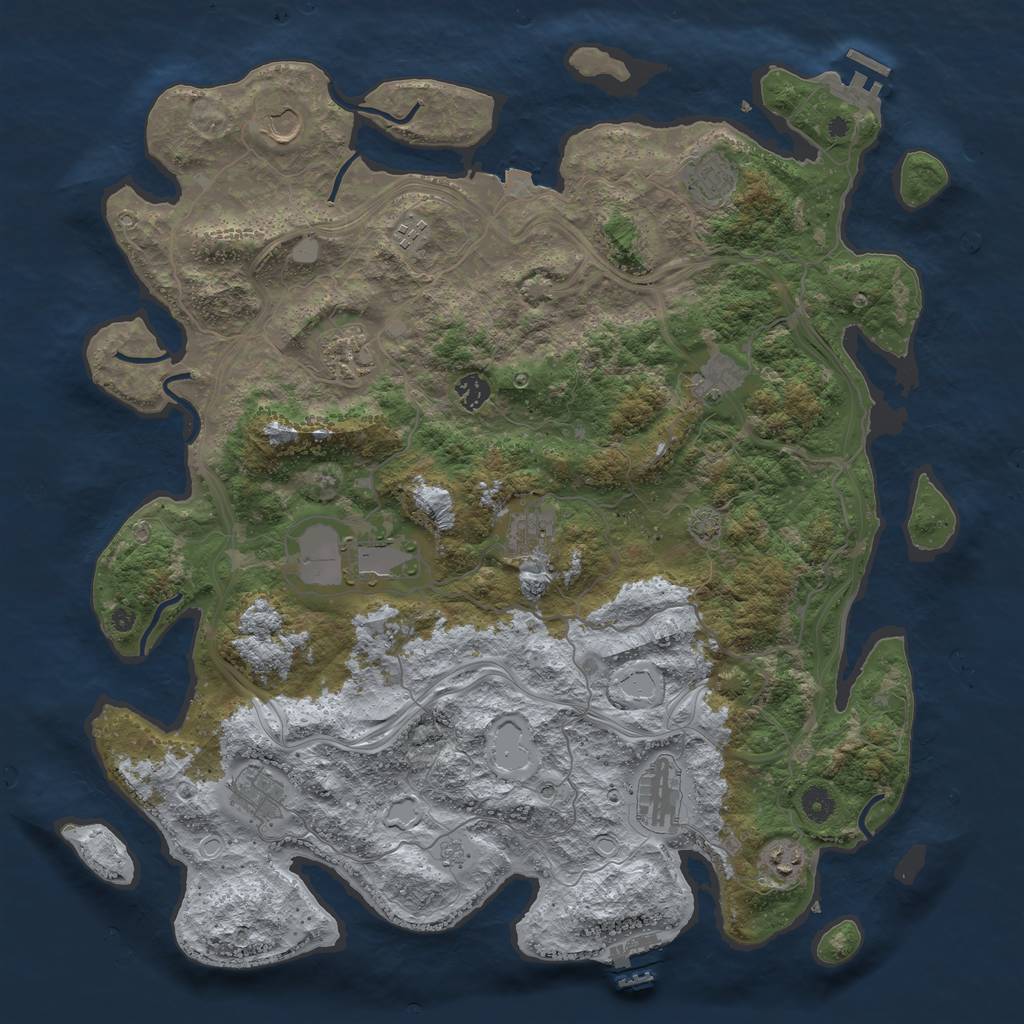 Rust Map: Procedural Map, Size: 4500, Seed: 1148518209, 19 Monuments