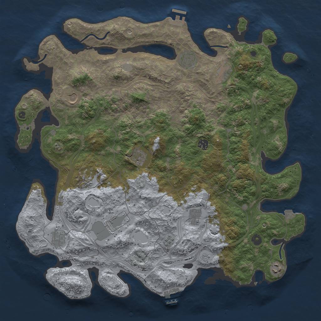 Rust Map: Procedural Map, Size: 4500, Seed: 1050938441, 19 Monuments