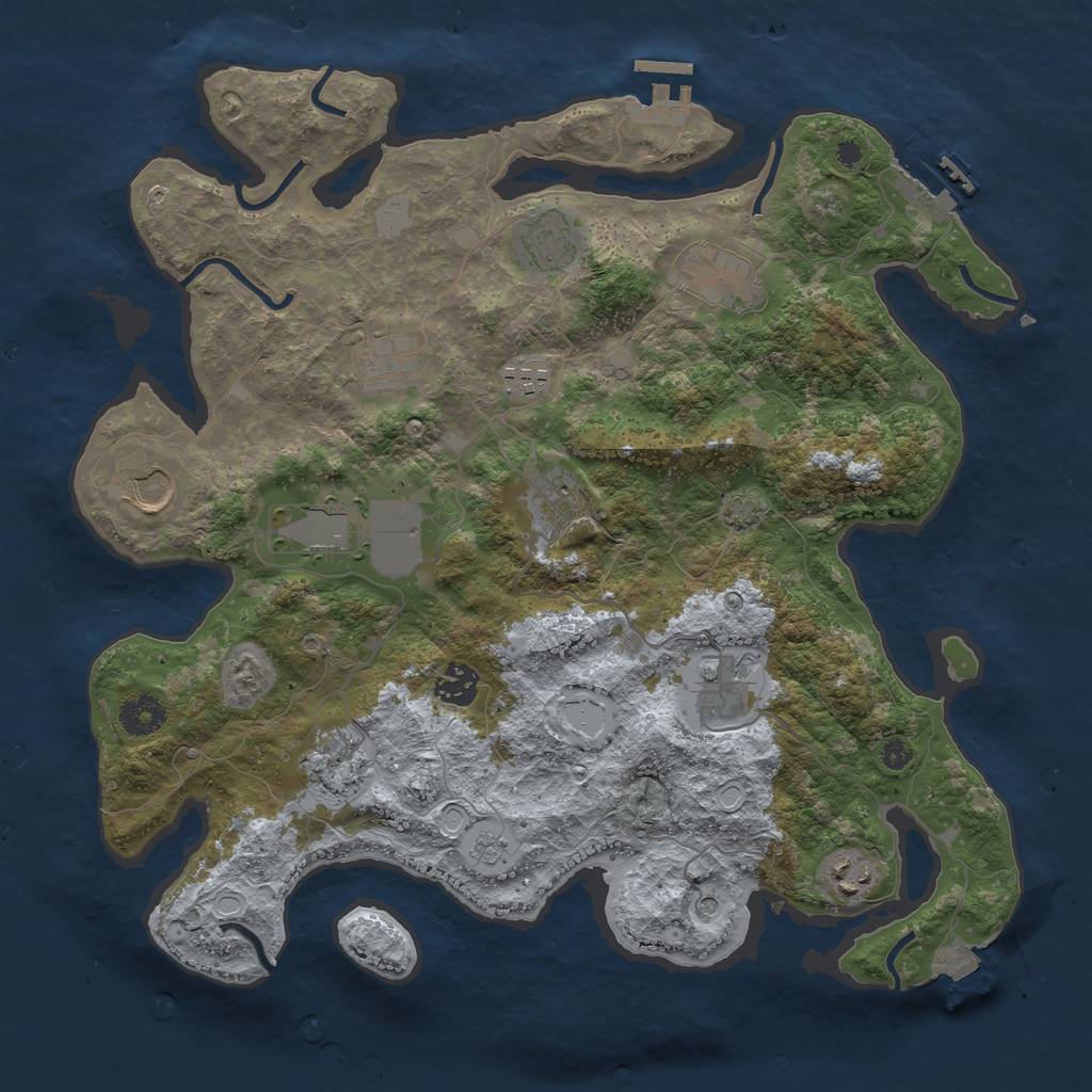 Rust Map: Procedural Map, Size: 3750, Seed: 1089856367, 19 Monuments