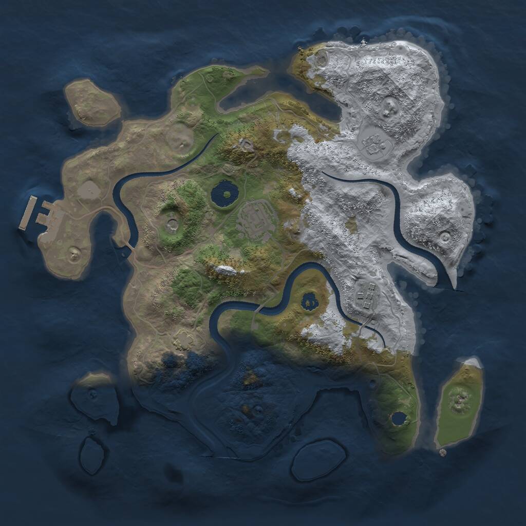 Rust Map: Procedural Map, Size: 3000, Seed: 15500, 7 Monuments