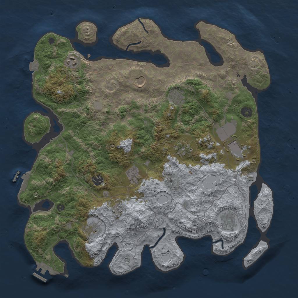 Rust Map: Procedural Map, Size: 4000, Seed: 11593, 18 Monuments