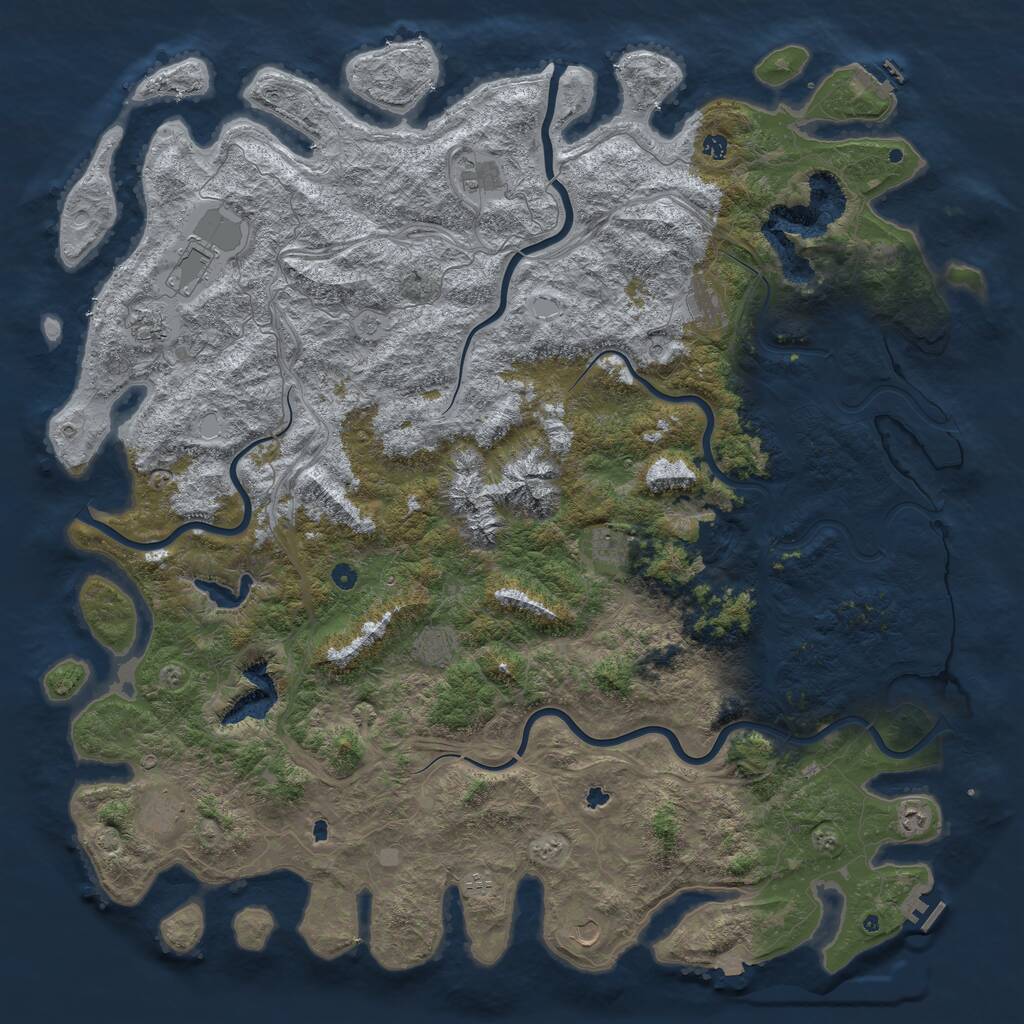 Rust Map: Procedural Map, Size: 6000, Seed: 51245, 17 Monuments