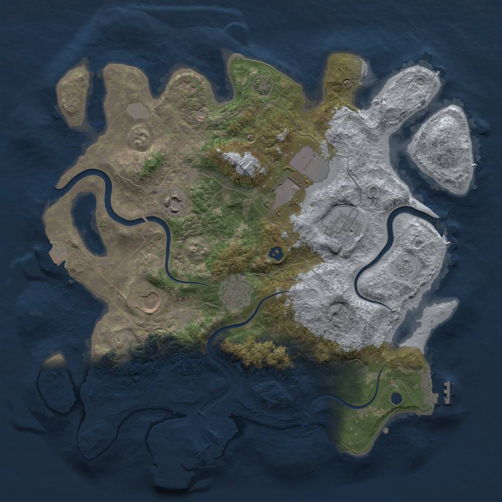 Rust Map: Procedural Map, Size: 3500, Seed: 76549375, 10 Monuments