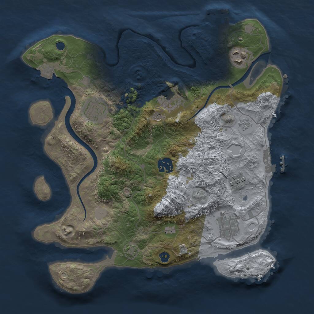 Rust Map: Procedural Map, Size: 3000, Seed: 14879, 12 Monuments