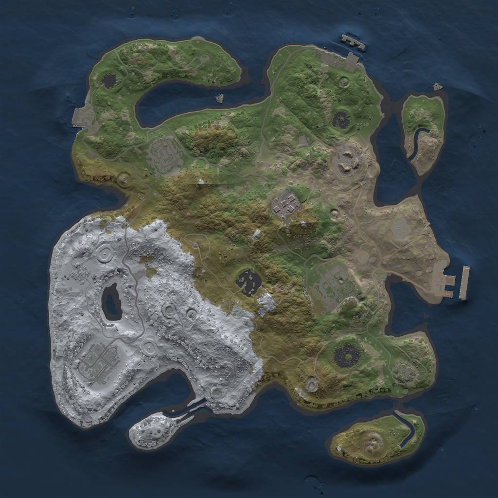 Rust Map: Procedural Map, Size: 3000, Seed: 2702, 13 Monuments