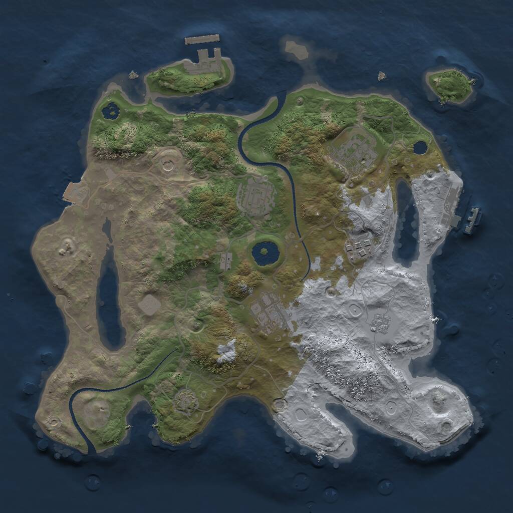 Rust Map: Procedural Map, Size: 3000, Seed: 1132483837, 10 Monuments