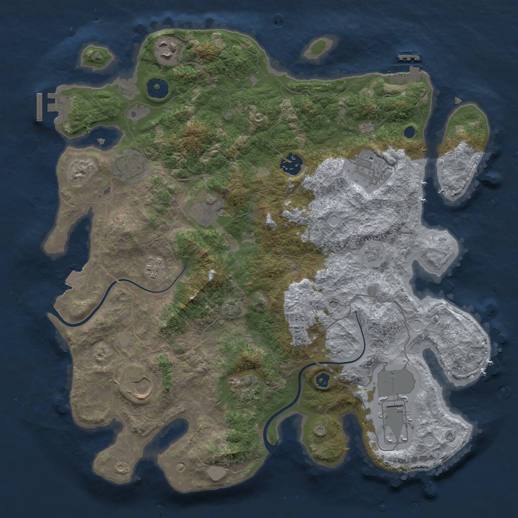Rust Map: Procedural Map, Size: 3700, Seed: 65017994, 15 Monuments