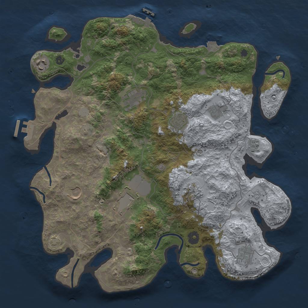 Rust Map: Procedural Map, Size: 3700, Seed: 65017994, 17 Monuments