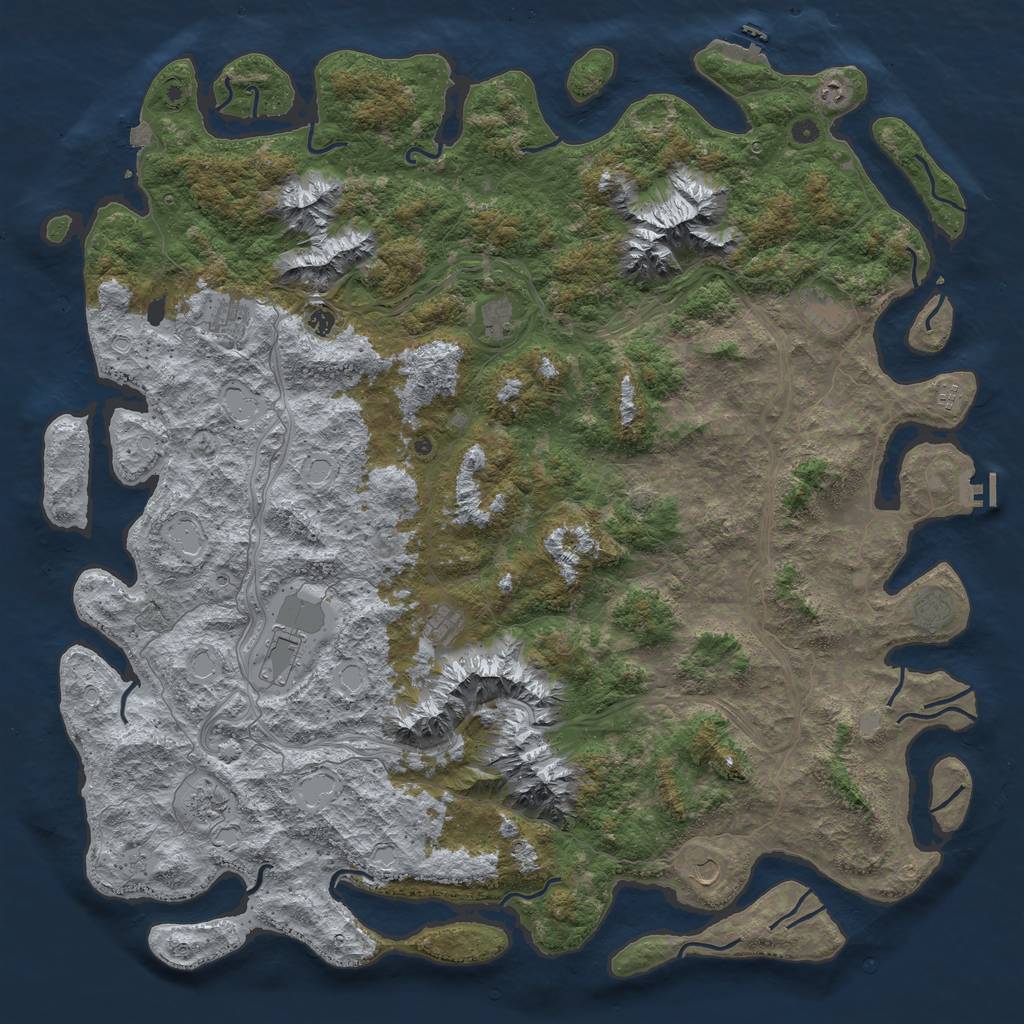 Rust Map: Procedural Map, Size: 6000, Seed: 1549513027, 19 Monuments