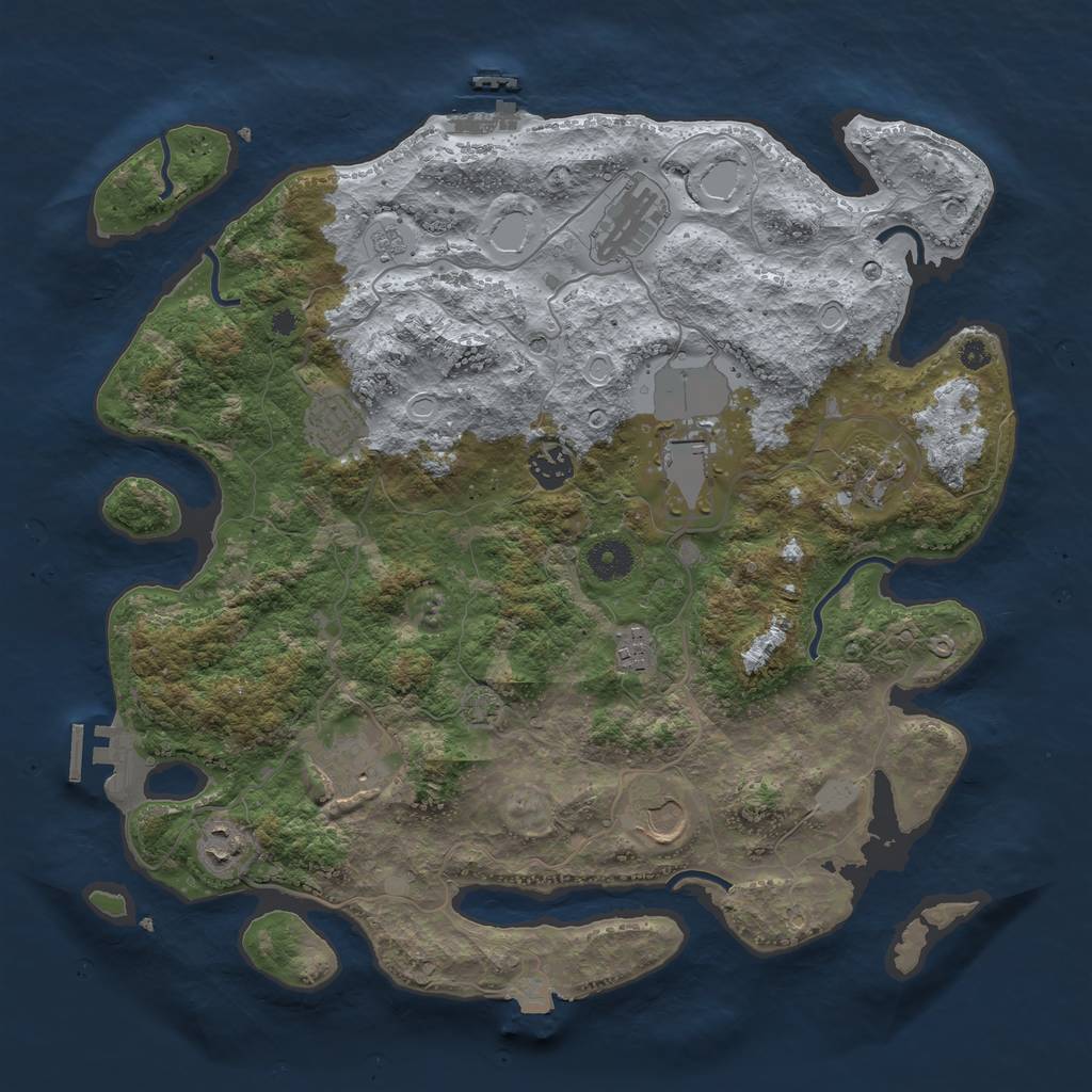 Rust Map: Procedural Map, Size: 3800, Seed: 1740878075, 17 Monuments