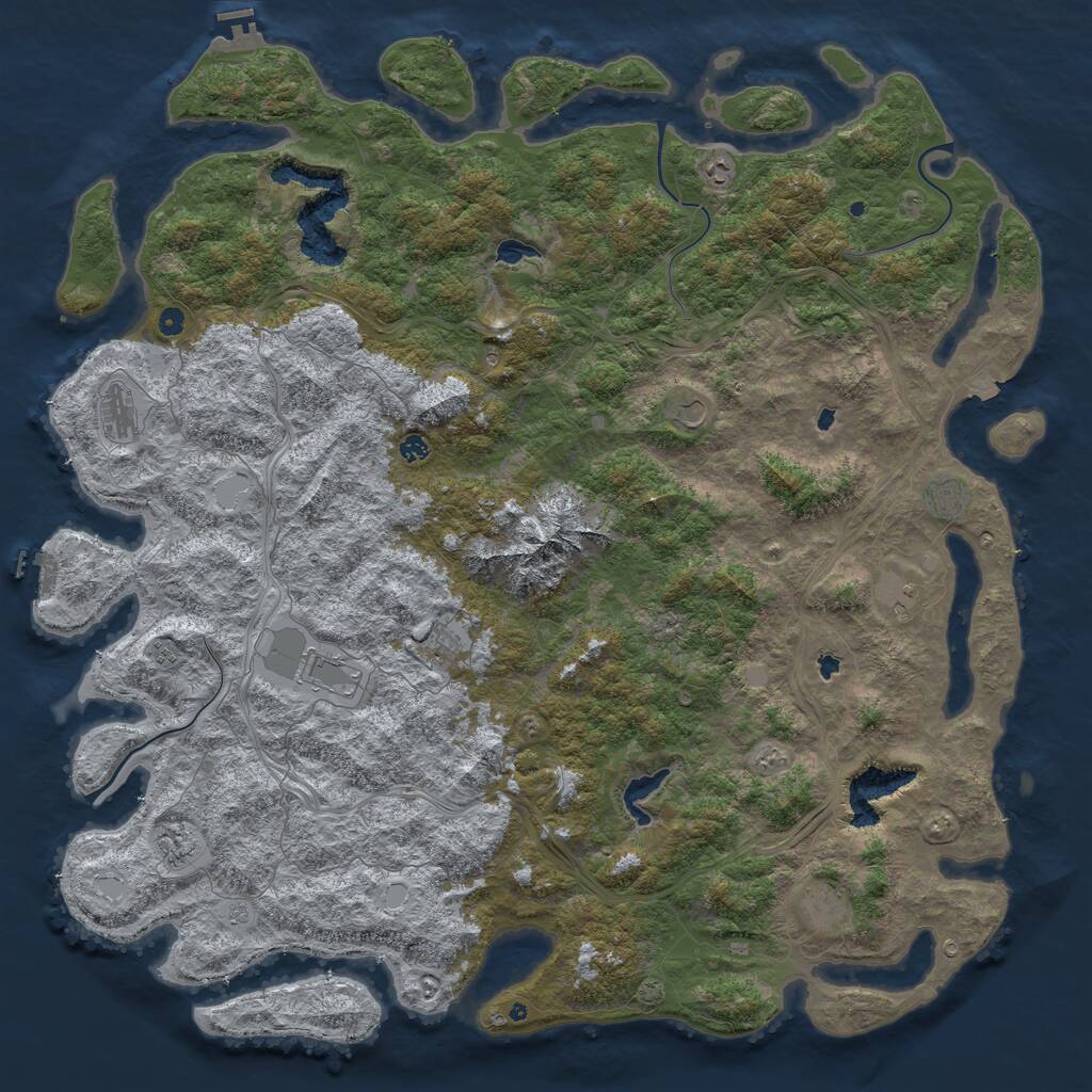 Rust Map: Procedural Map, Size: 6000, Seed: 558704567, 17 Monuments